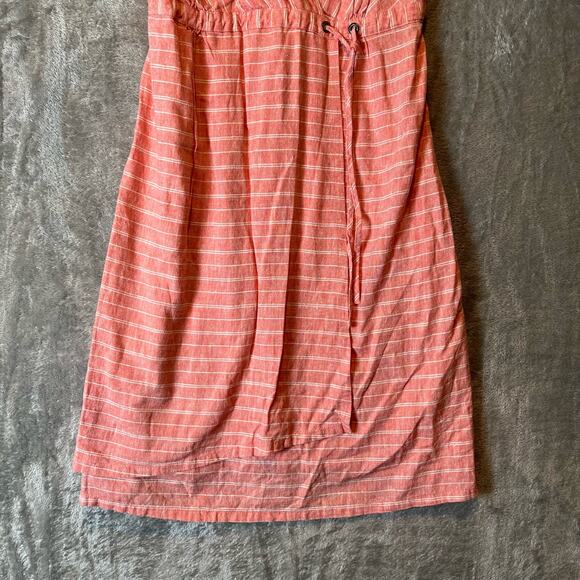 Patagonia Island Hemp Crossover Dress Sz 0 Chambray Stripe Catalan Coral - Picture 3 of 6